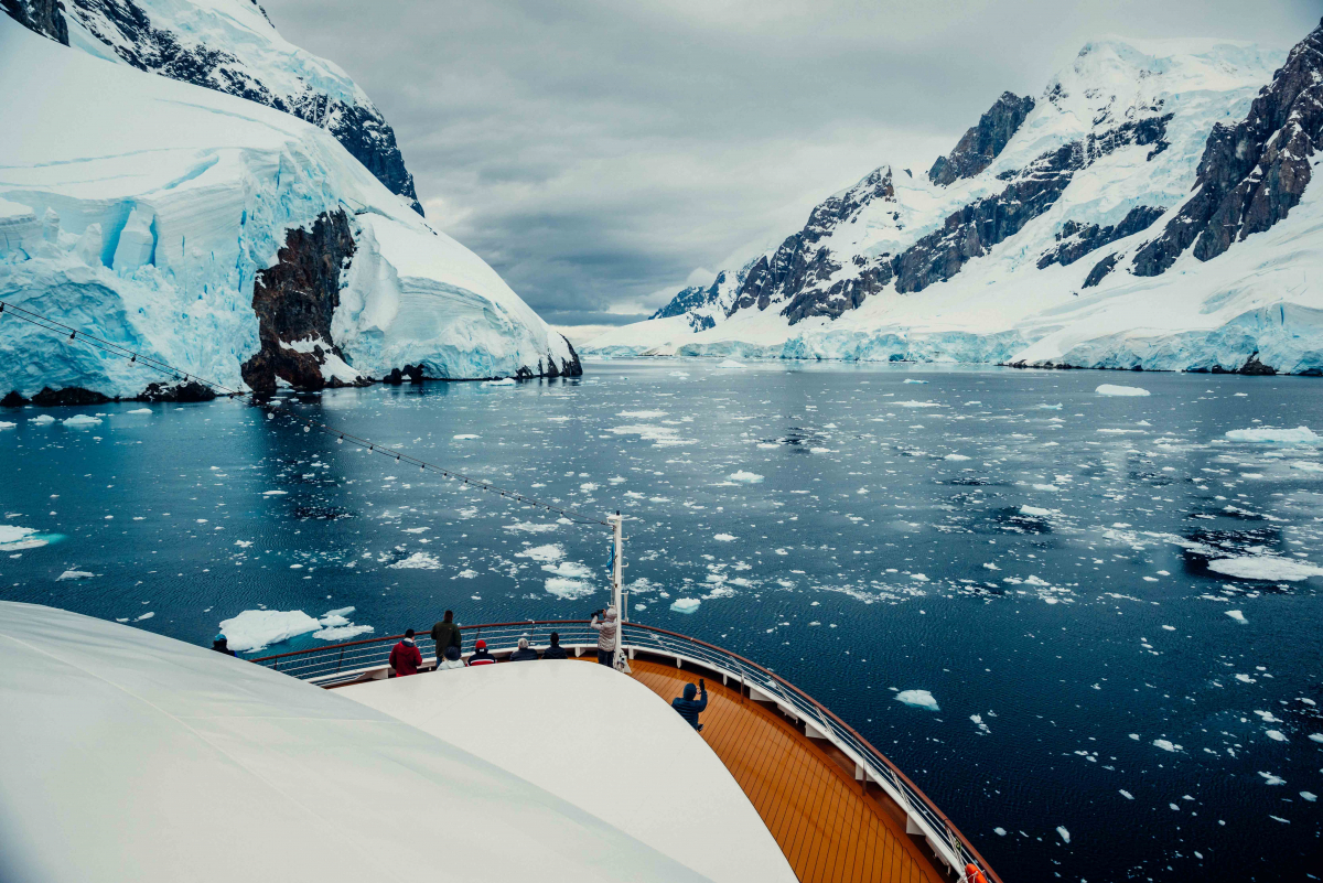 Ship sailing in Antarctica